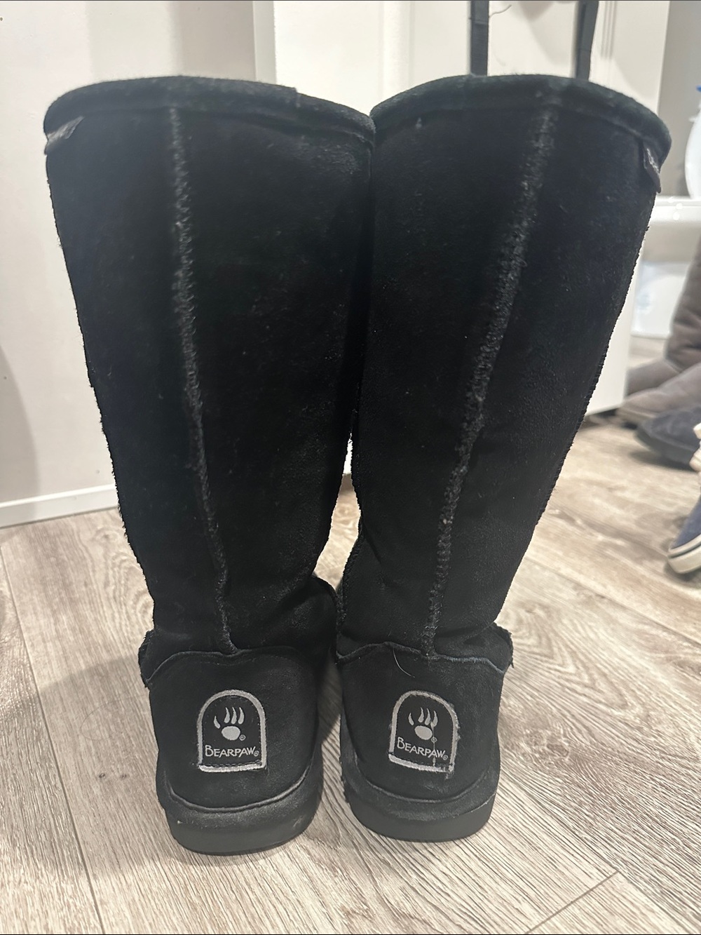 BearPaw Black Tall Suede Winter Boots